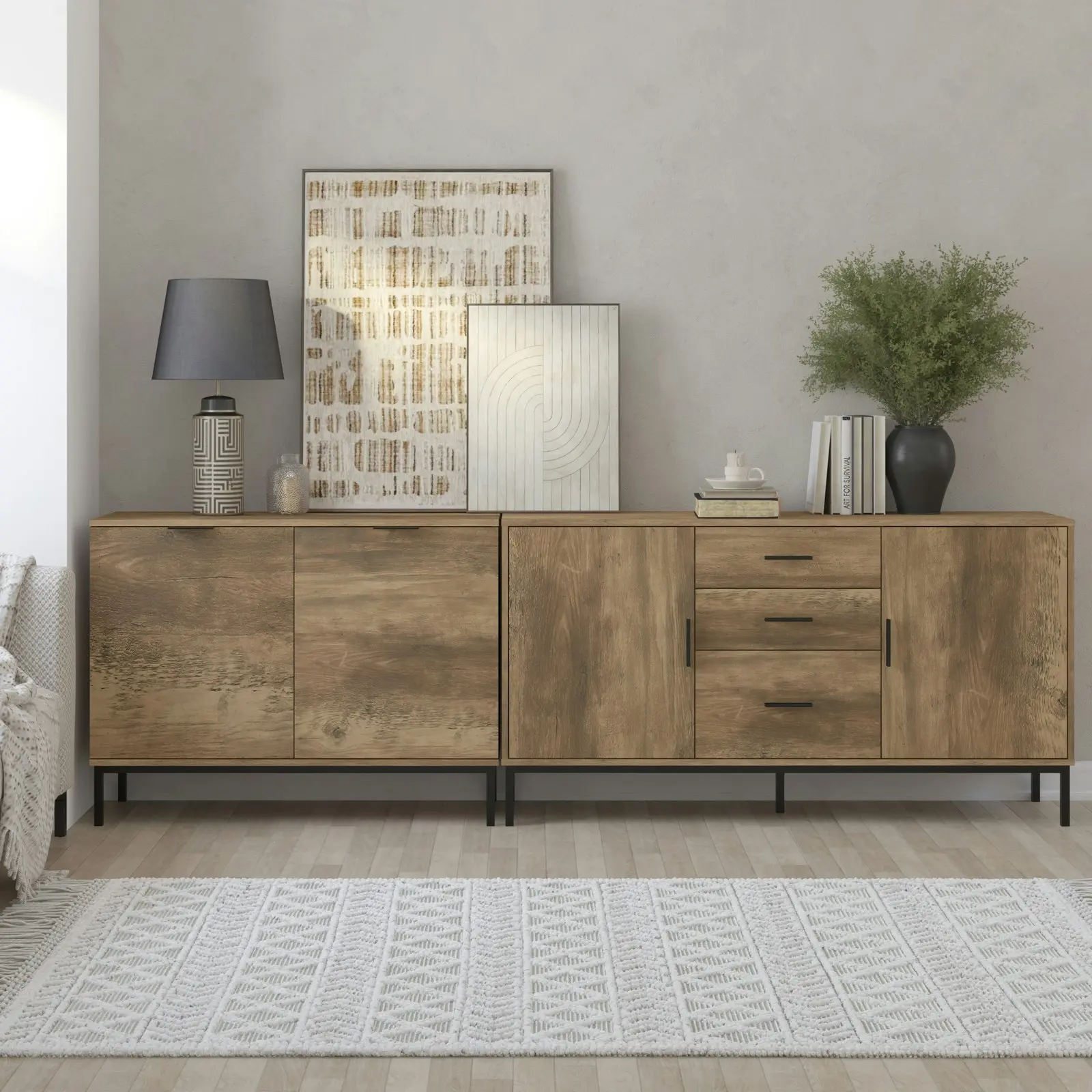 Bronx Buffet Sideboard Cabinet Bundle | Large & Compact Sideboard Set for Versatile Storage