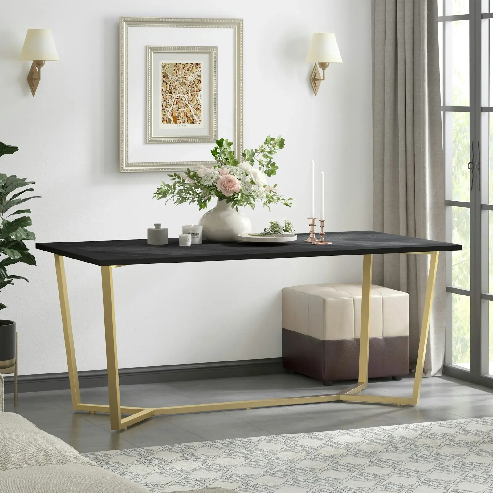 Coco Herringbone Dining Table | Stylish 6 Seater for Modern Homes