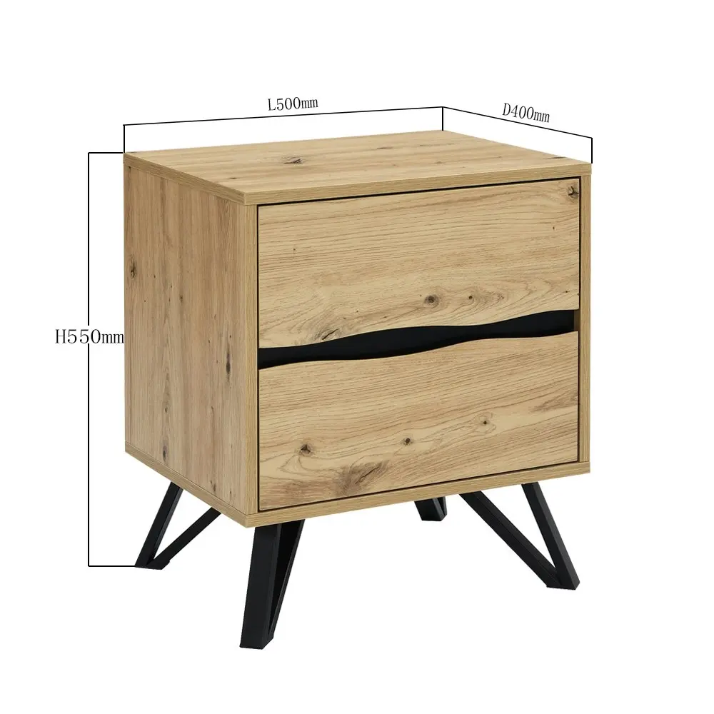 Cosmoliving Grayson Two Drawers Bedside Table