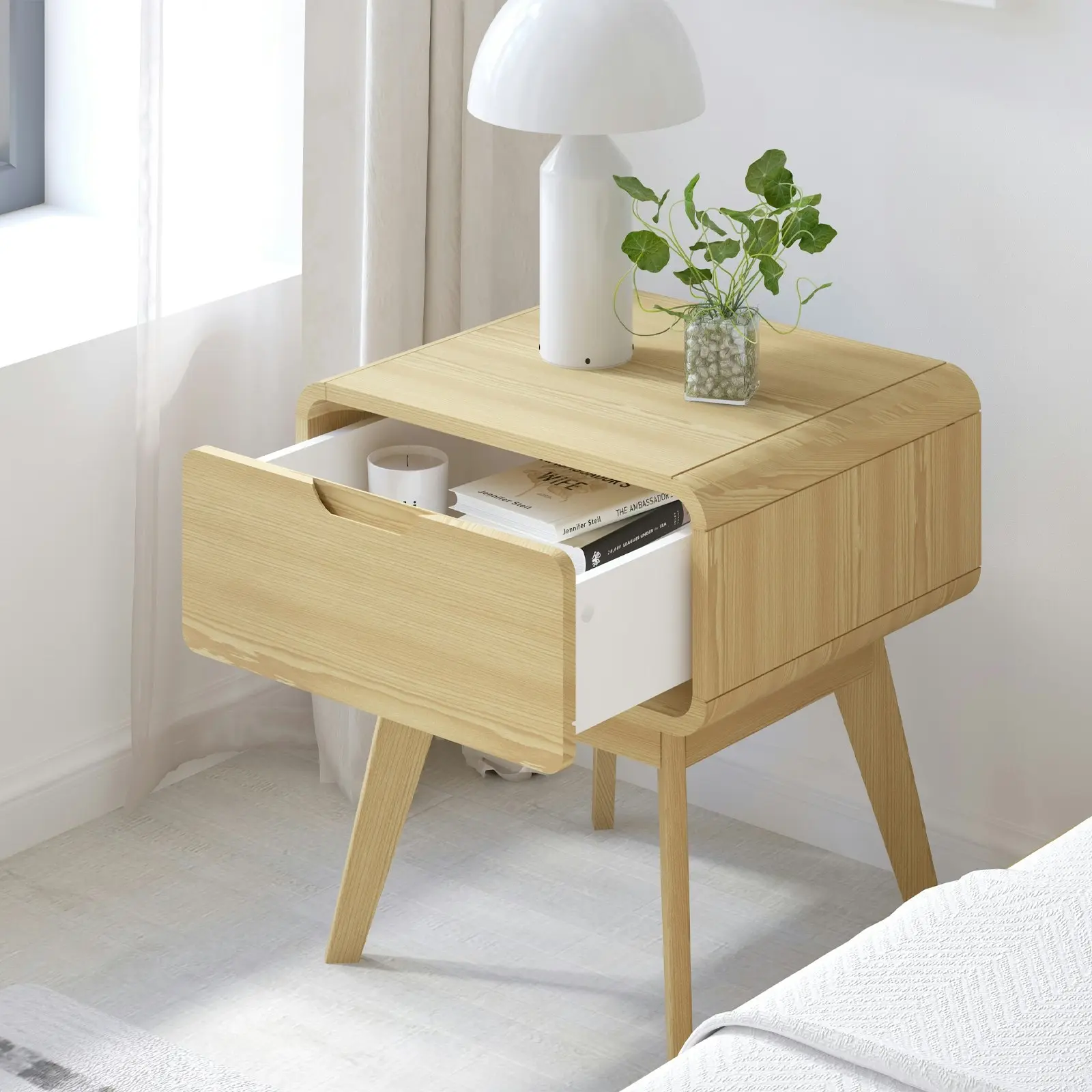 Cosmoliving Bedside Table 1-Drawer Lamp Table