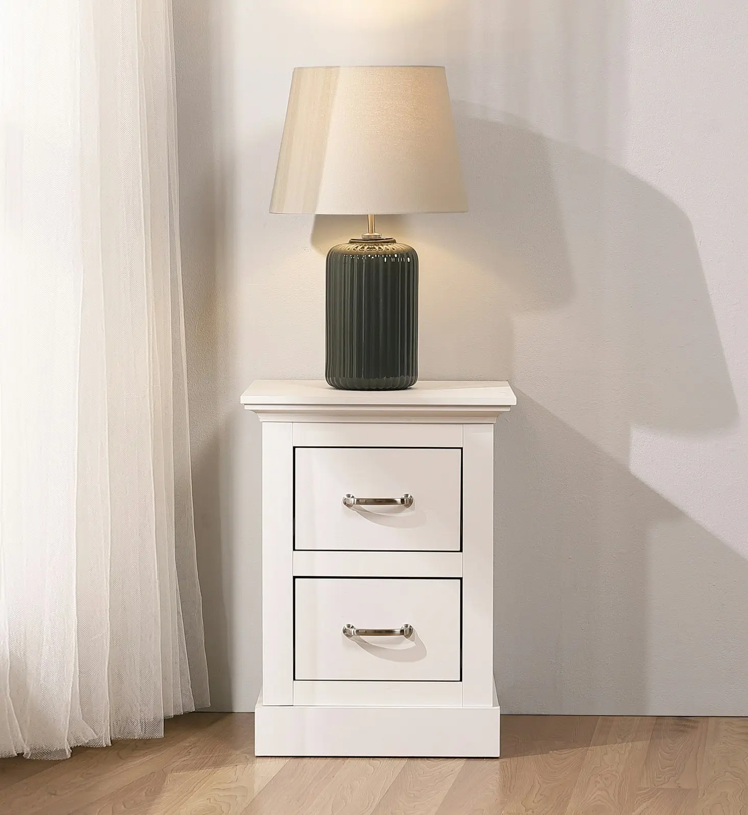 Cosmoliving Bedside Table Side Table Storage Cabinet x 2 White