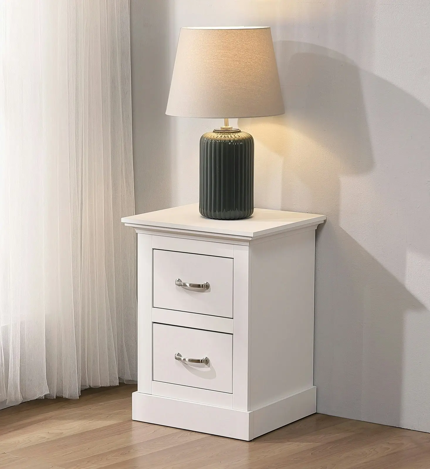 Cosmoliving Bedside Table Side Table Storage Cabinet x 2 White