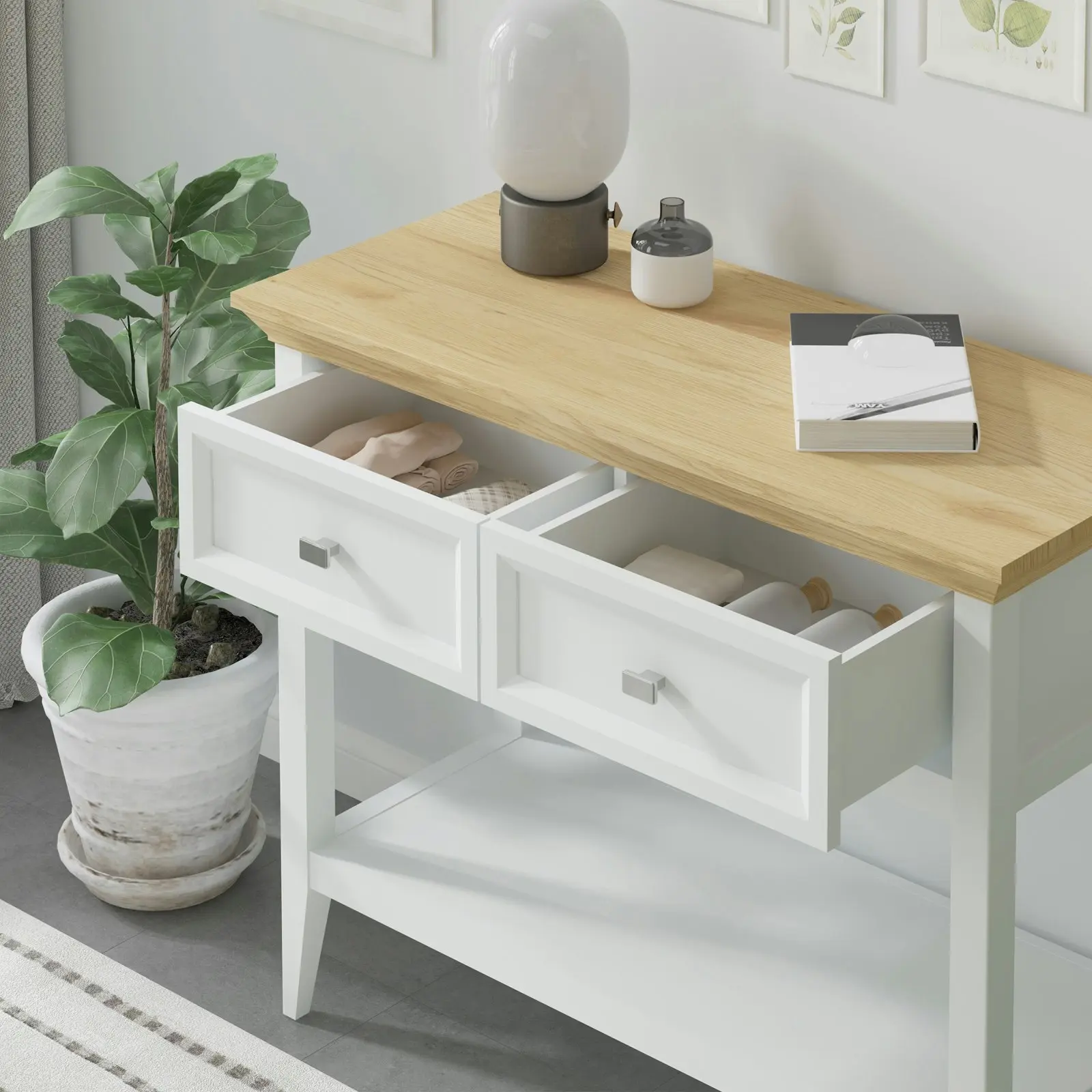 Cosmoliving Coogee 5 Chest of Drawers Tallboy Dresser + Console Table With Drawers