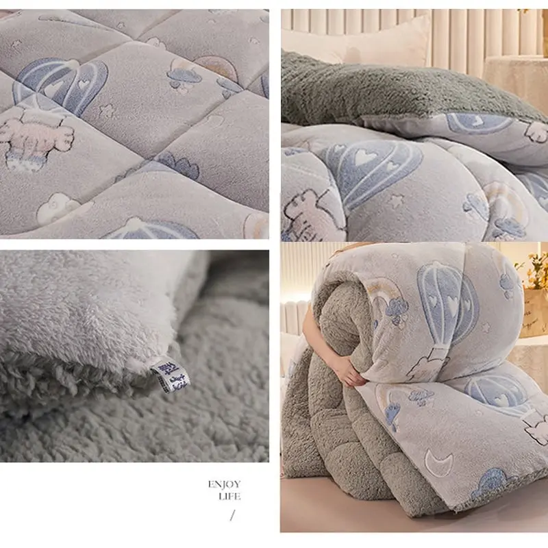 Snowflake Sherpa Fleece Extra Warm Winter Quilt Blanket 150x200cm Rainbow Elephant