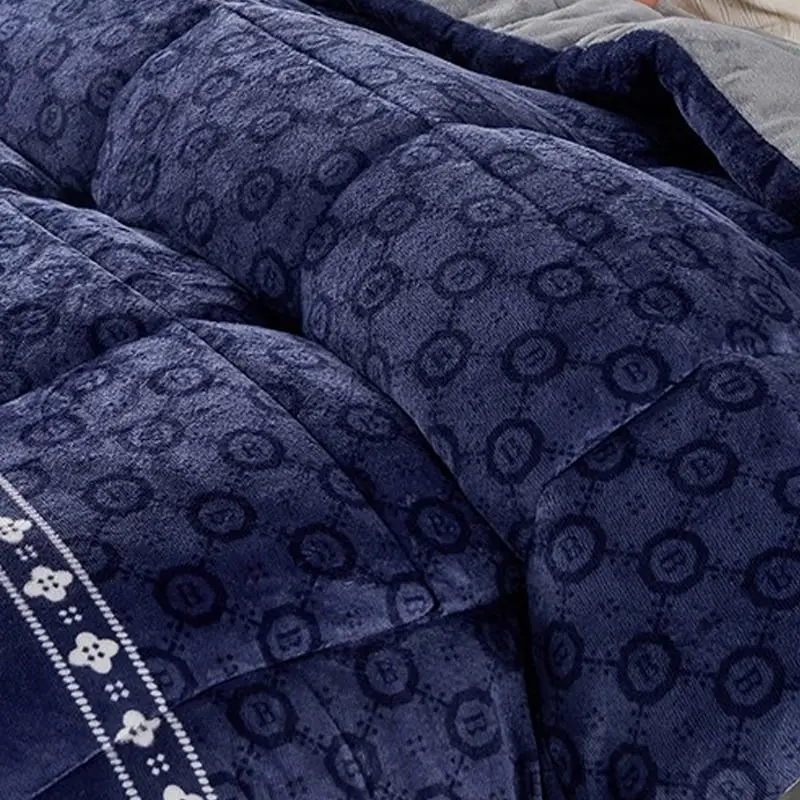 Super Large Extra Warm Winter Sherpa Quilted Blanket 200x300cm Navy