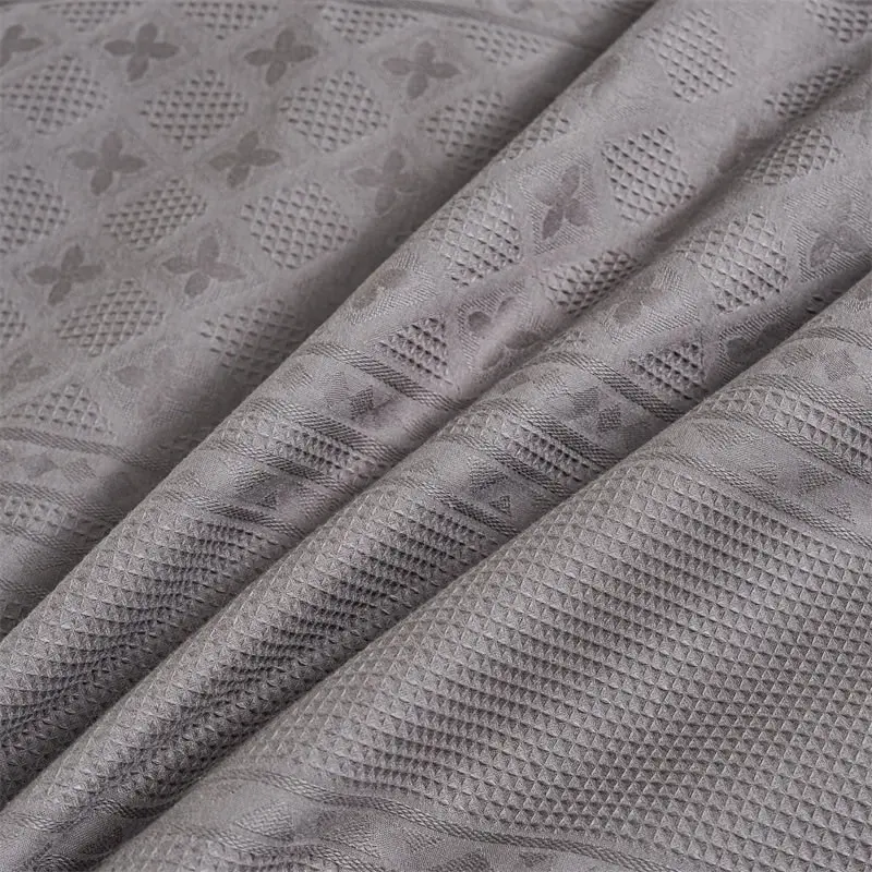 100% Cotton Waffle Jacquard Quilt Doona Duvet Cover Set Dark Grey