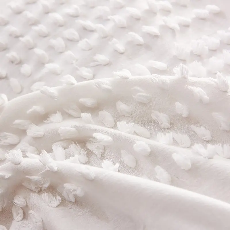 100% Cotton Tufted Pattern White Quilt Doona Duvet Cover Set