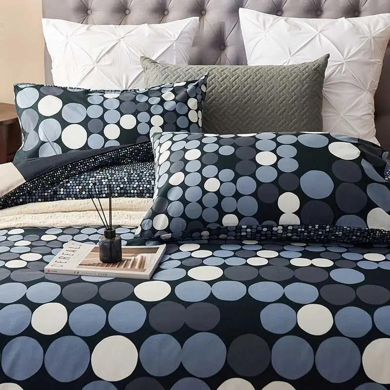 100% Cotton Dots Pattern Quilt Doona Duvet Cover Set