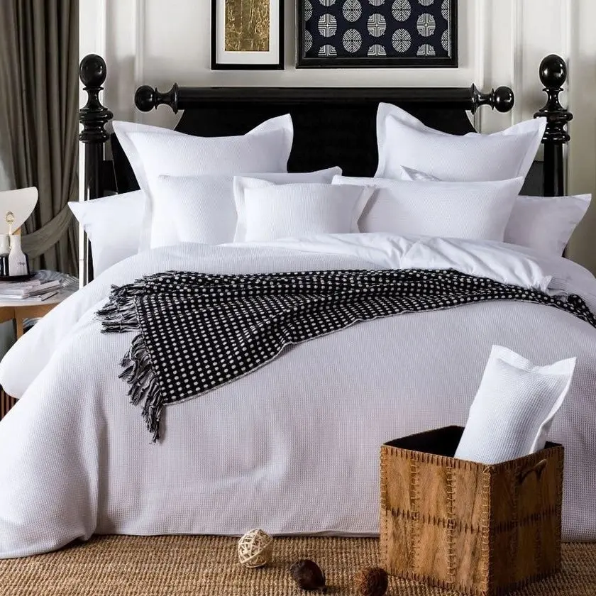 100% Premium Cotton White Waffle Quilt Cover Set