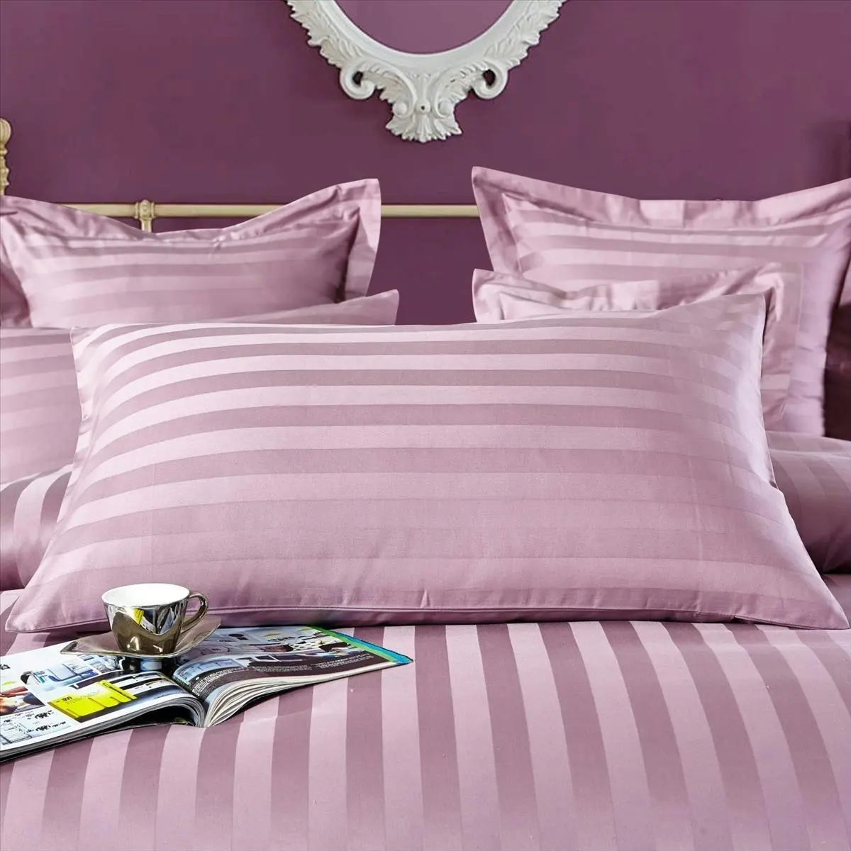 100% Cotton Purple Striped Duvet Cover Set