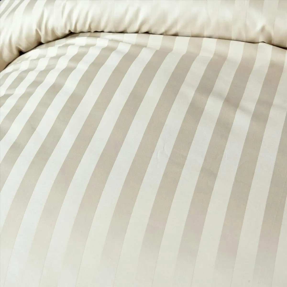 New 100% Cotton Beige Striped Duvet Cover Set