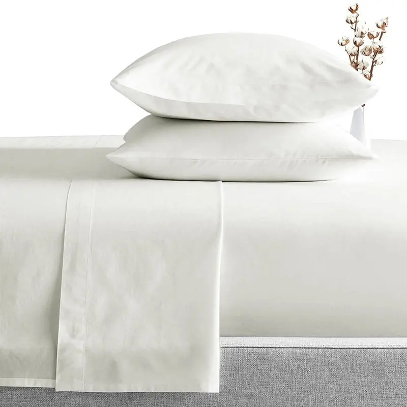 A Pair of 100% Cotton 650TC Sateen Plain White Pillowcases