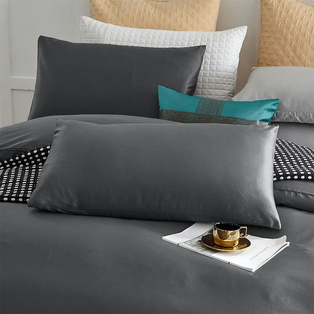 100% Cotton 650tc Soft Sateen Fabric Steel Grey Quilt Cover Set