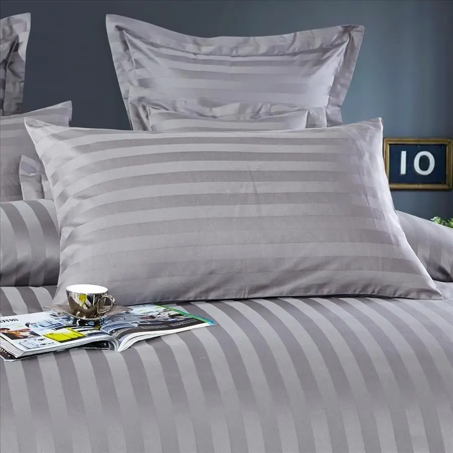 100% Cotton Grey Striped Duvet Cover Set