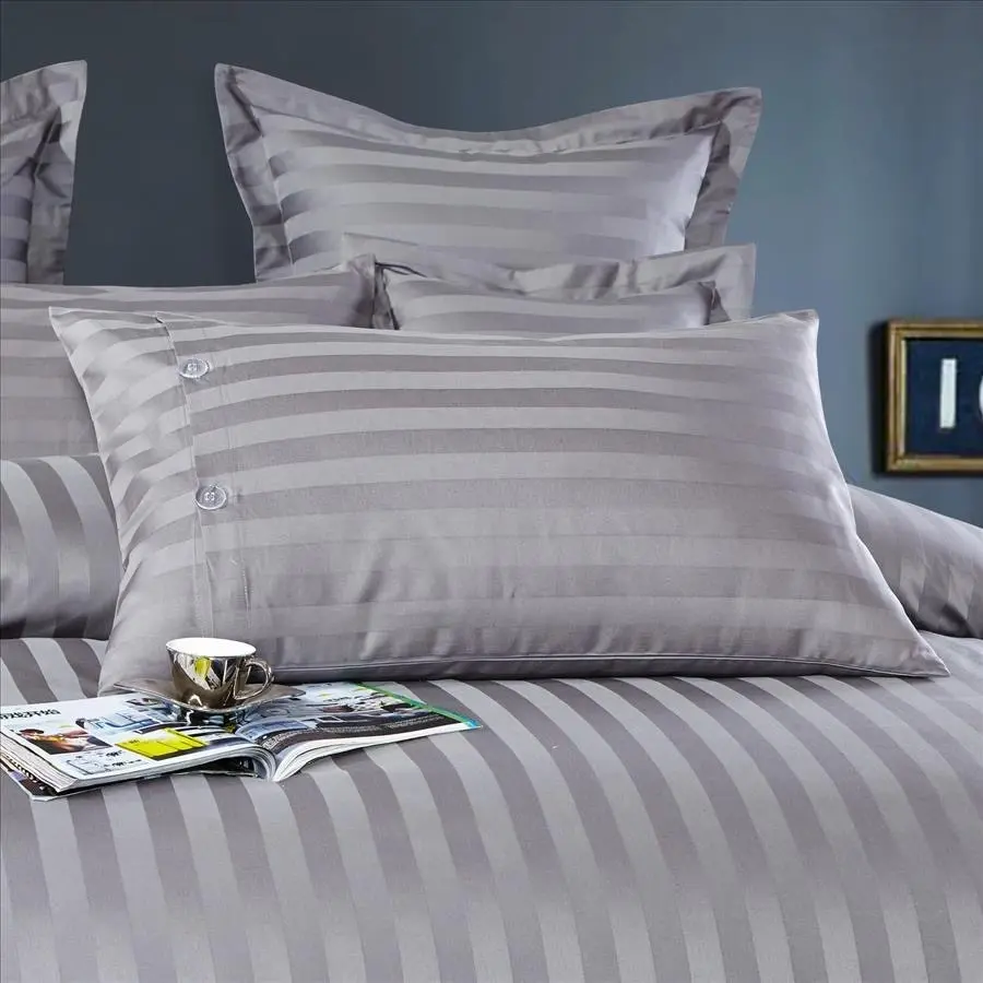 100% Cotton Grey Striped Duvet Cover Set