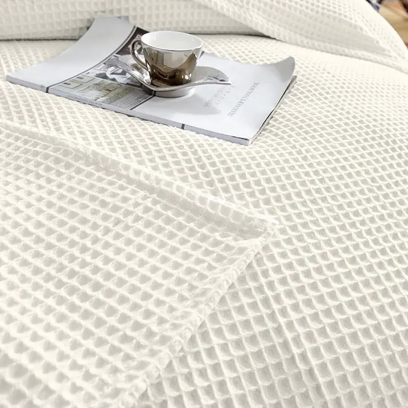 100% Cotton 350gsm Cream/Offwhite Large Chunky Waffle Blanket