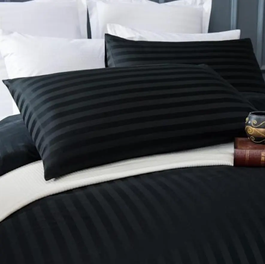 100% Cotton 650TC Sateen Striped Black Quilt Cover Set