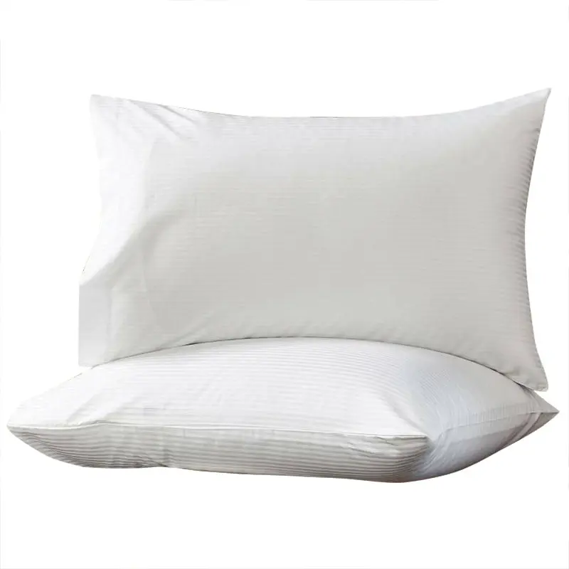 A Pair of 100% Cotton Sateen Stripes White Pillowcases