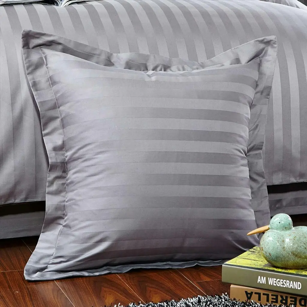 A Pair of 500TC 100% cotton Striped European Pillow Cushion cover 65x65+5cm