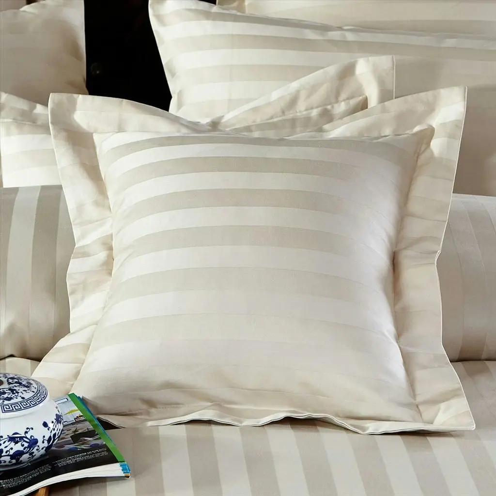 A Pair of 500TC 100% cotton Striped European Pillow Cushion cover 65x65+5cm