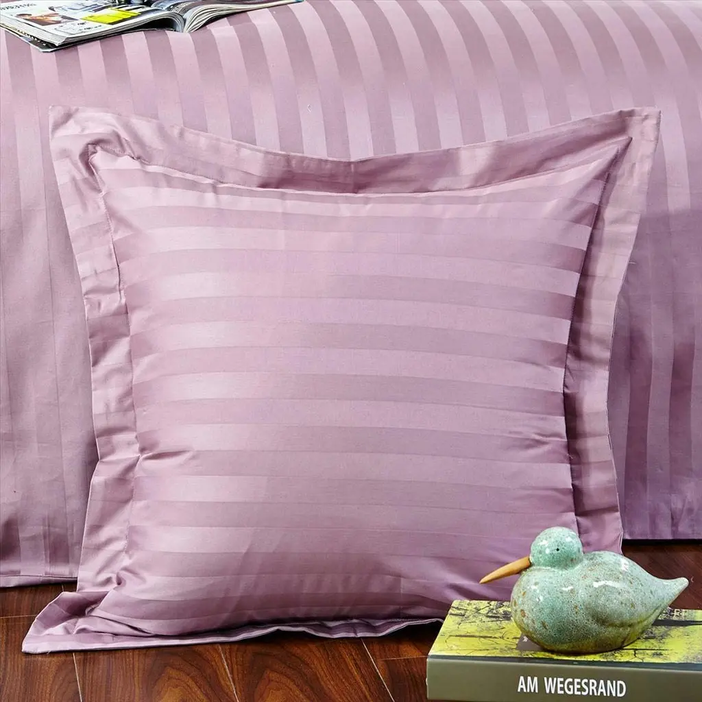 A Pair of 500TC 100% cotton Striped European Pillow Cushion cover 65x65+5cm