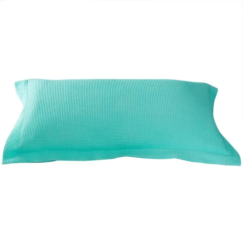 One Pair of 100% Cotton Aqua Waffle Pillowcases