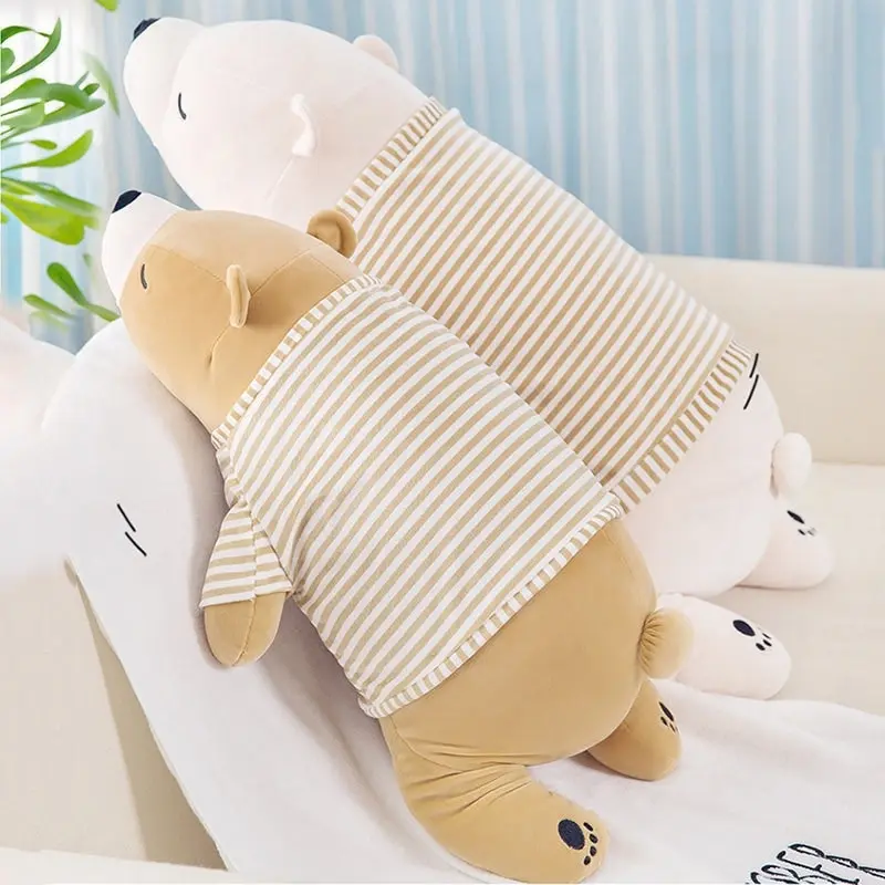 Super Cute Giant Sleeping Polar Bear with clothes Large Plush Toy 105cm Brown