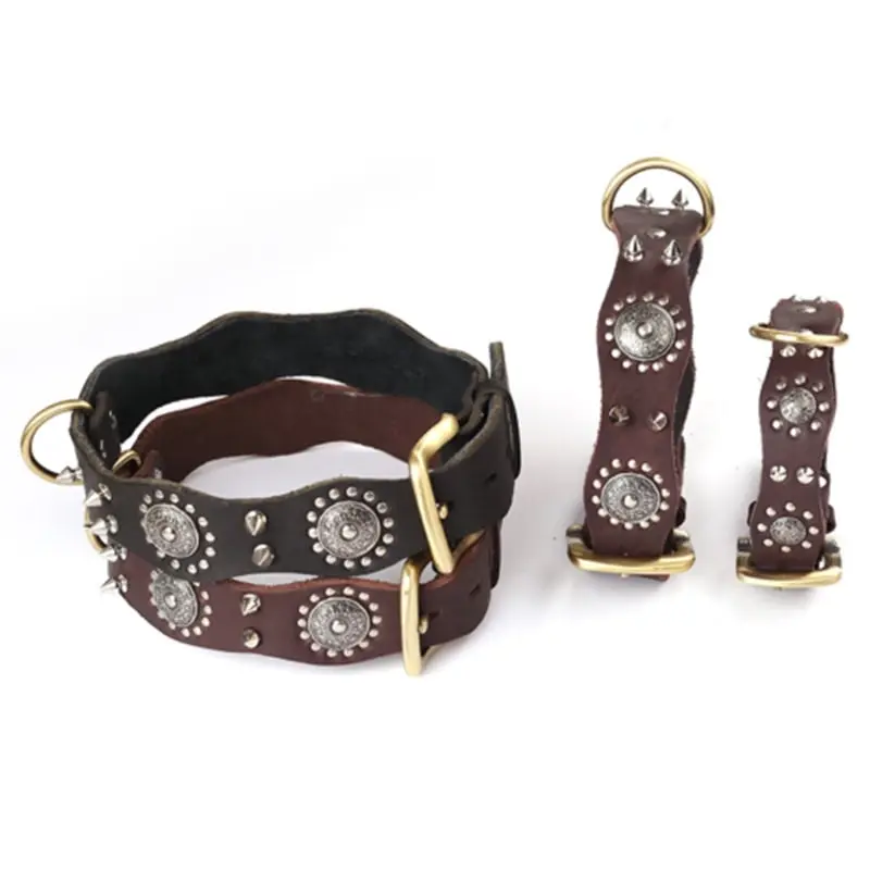 Top Quality Handmade Genuine Leather Pet Dog Collar Spiked