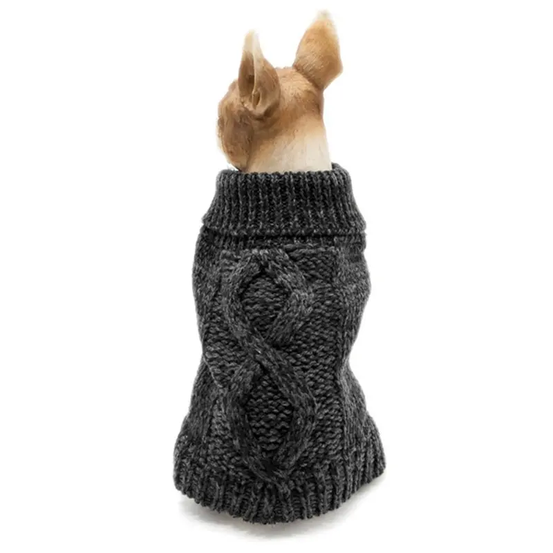 Dog Pet Cat Winter Knitted Sweater Coat Vest Warm Outfit S M L XL -Charcoal