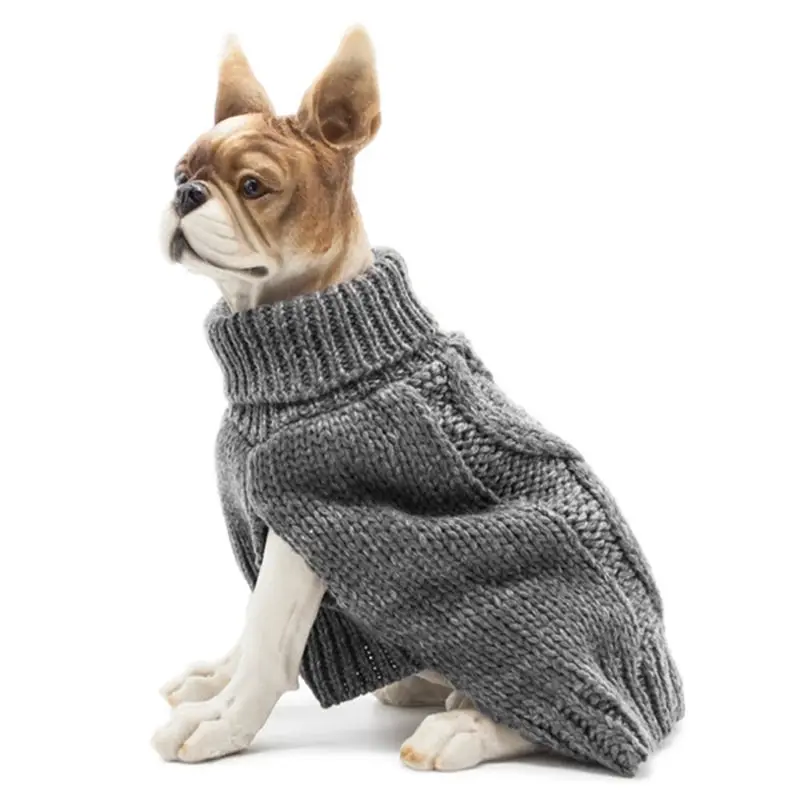 Dog Pet Cat Winter Knitted Sweater Coat Vest Warm Outfit S M L XL - Grey