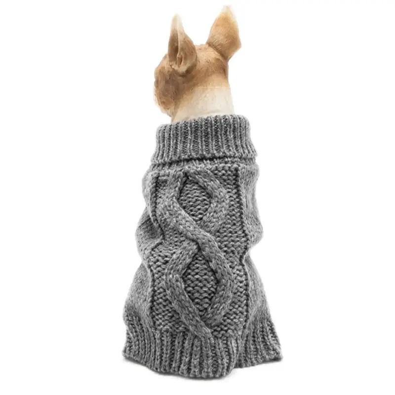 Dog Pet Cat Winter Knitted Sweater Coat Vest Warm Outfit S M L XL - Grey