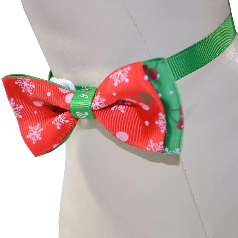 2 x Christmas Dog Cat Pet Bow Tie adjustable Necktie Collar Bowtie Christmas Pattern