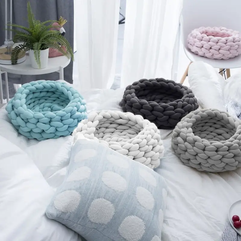 Cat Small Dog Braid Bed Handmade by Soft Chunky Filled Tube