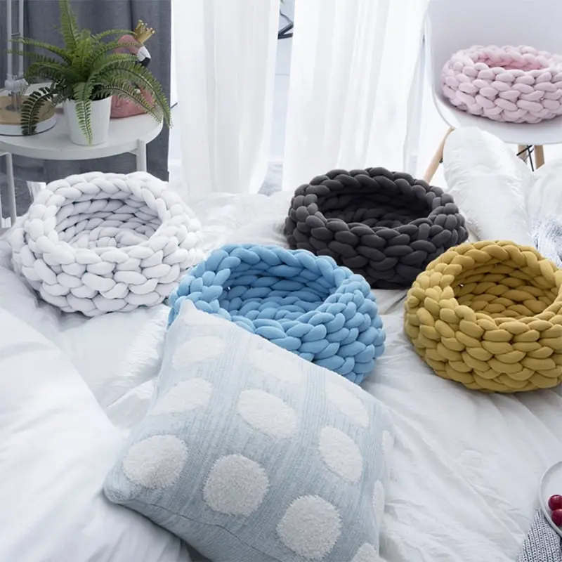 Cat Small Dog Braid Bed Handmade by Soft Chunky Filled Tube