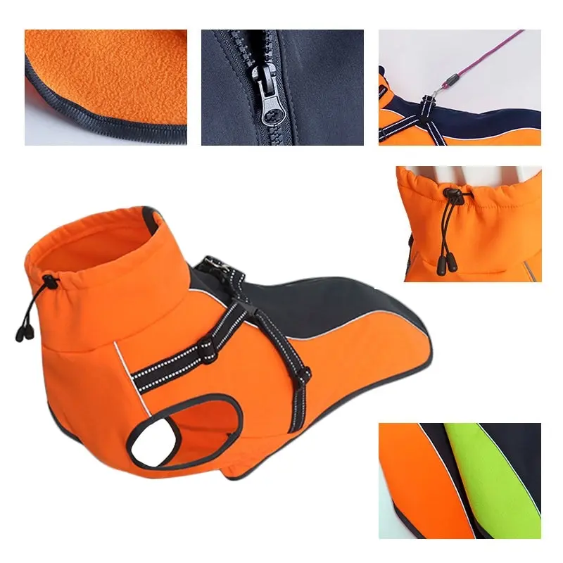 Medium Large Breed Dog Waterproof Vest Coat Dog Jacket Orange/Black S M L XL