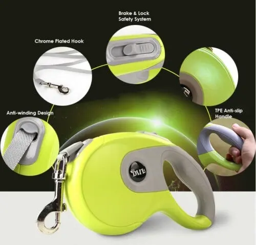 Retractable Dog Leash Trainer Lead Tangle Free Soft Hand Grip