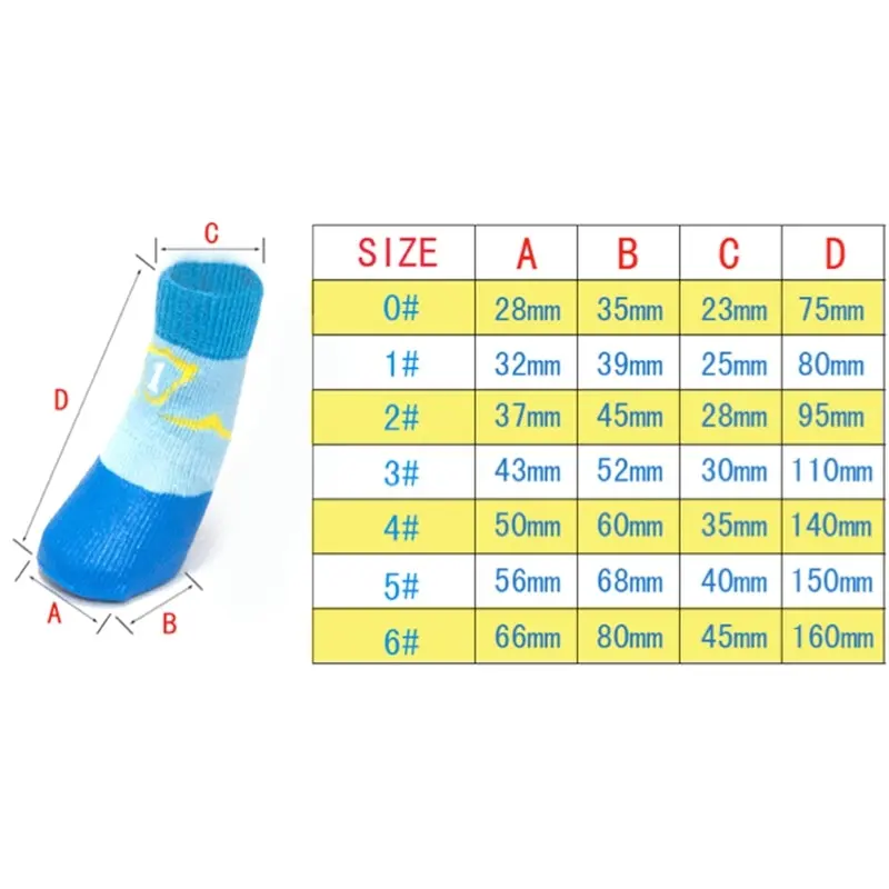 Pet Dog WaterProof Rain Socks Shoes Boots Non-slip Rubber Socks Red Pattern