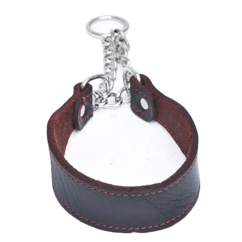 Top Quality Handmade Genuine Leather Adjustable Chain Pet Dog Collar