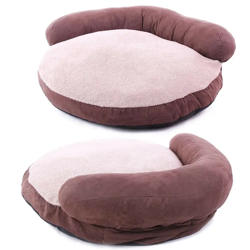 Dog Bed Sofa Soft Warm Cozy Cushioned Plush Fleece Dog Bed Sofa Chocolate