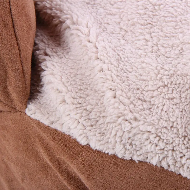 Dog Bed Sofa Soft Warm Cozy Cushioned Plush Fleece Dog Bed Sofa Brown