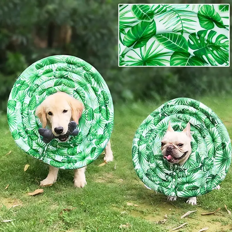 Pet Dog Elizabethan Neck Collar Strap Green-M L XL