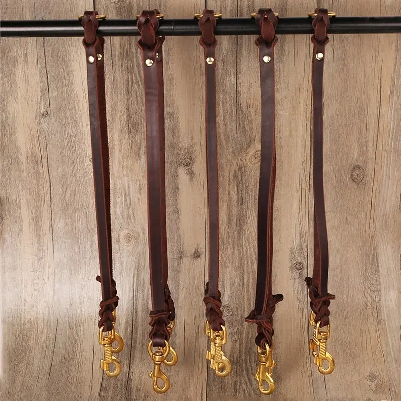 Top Quality Handmade Genuine Leather DOUBLE Dog Leash Leads 50cm Long