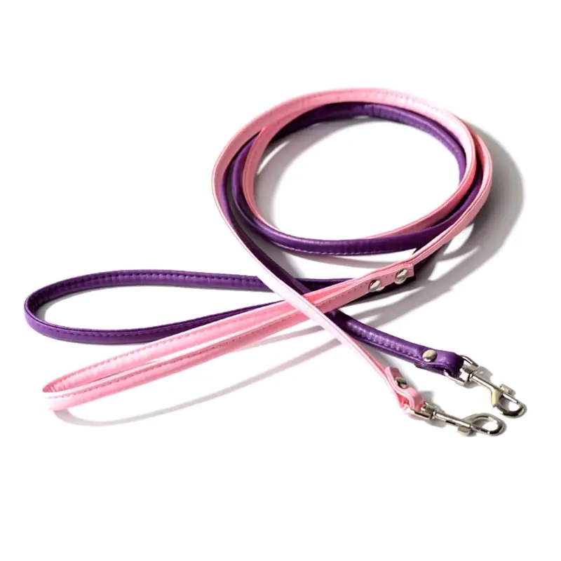 2 x Small Dog PU leather Leads Pup Pet Leashes Pink