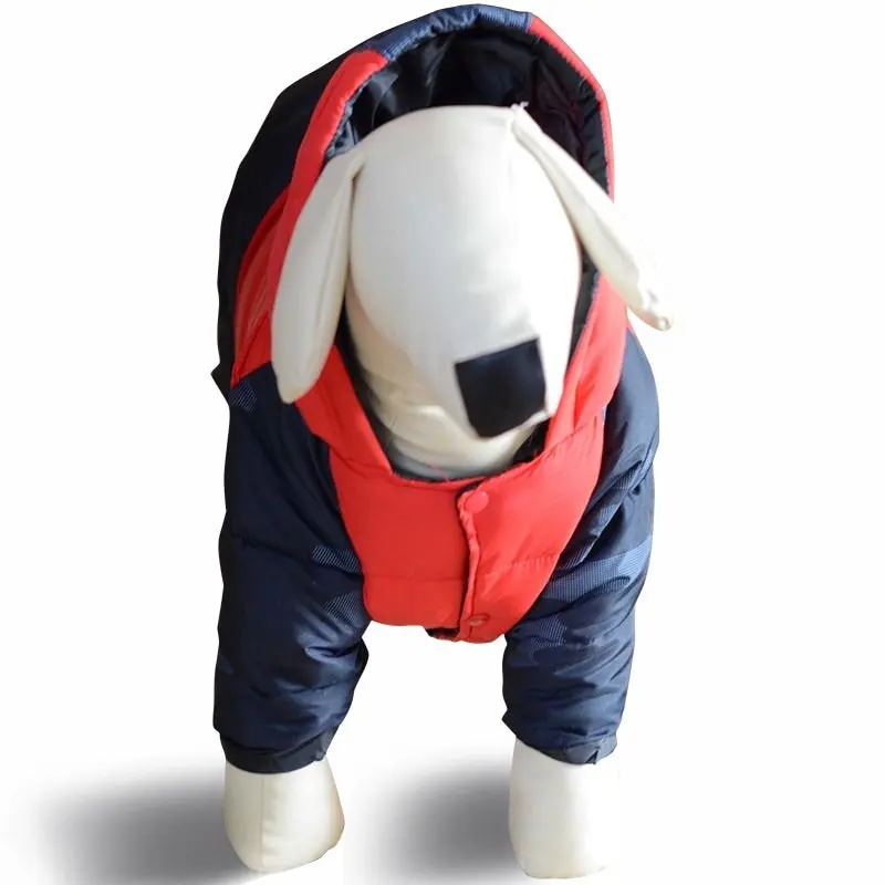 Large Breed Dog Jacket Coat Dog Waterproof Hooded Winter Coat clothes Red