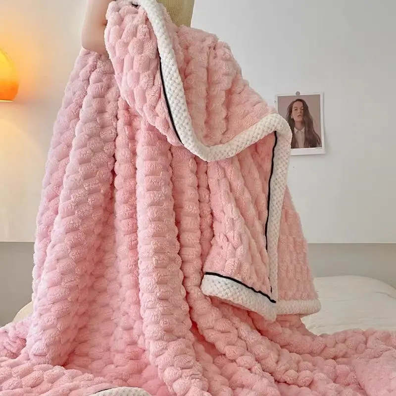 Large Soft Microsherpa Bed Blanket Throw Rug 200x230cm Pink