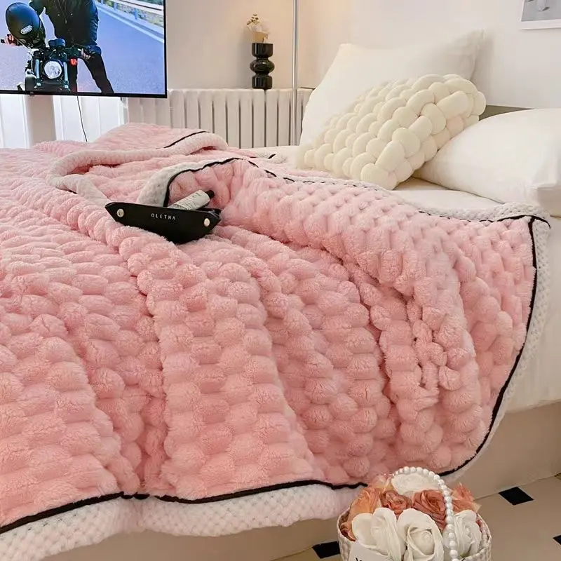 Large Soft Microsherpa Bed Blanket Throw Rug 200x230cm Pink