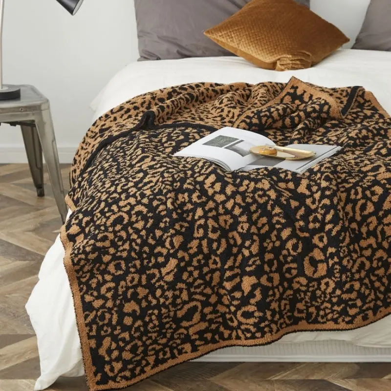 Leopard Pattern Microfibre Winter Blanket 130x160cm Super Soft Sofa Throw Rug