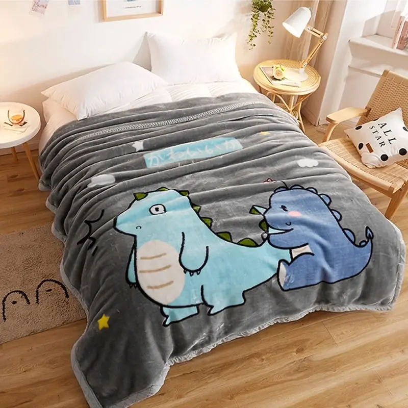 Large Ultimate Sherpa Blanket Luxurious Plush Throw Rug 200x230cm Dino Pattern