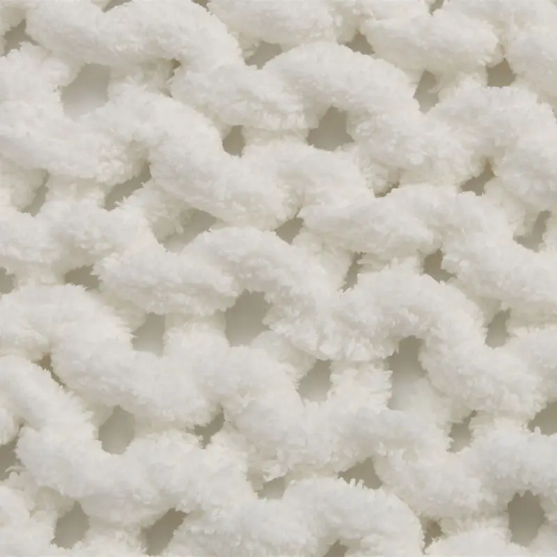 Soft Knitted Chenille Chunky Yarn Blanket Throw Rug 130x160cm White