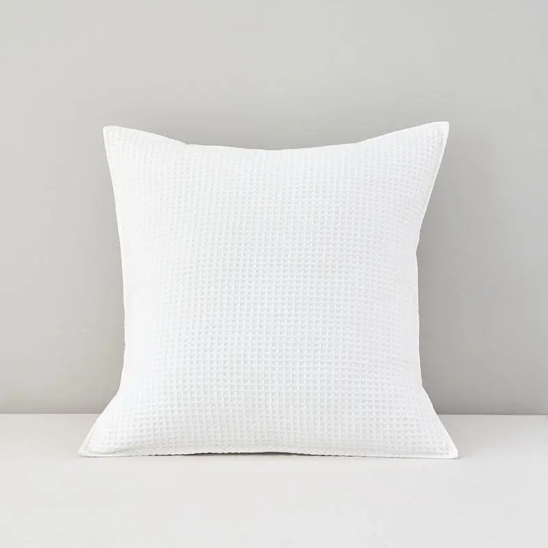 2 x 100% Cotton White Waffle Weave Euro Square Breakfast Body Pillowcases Cushion Covers